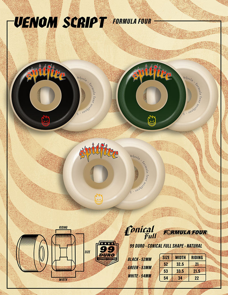 Spitfire Wheels - F4 99A Venom Script Conical Full 54mm