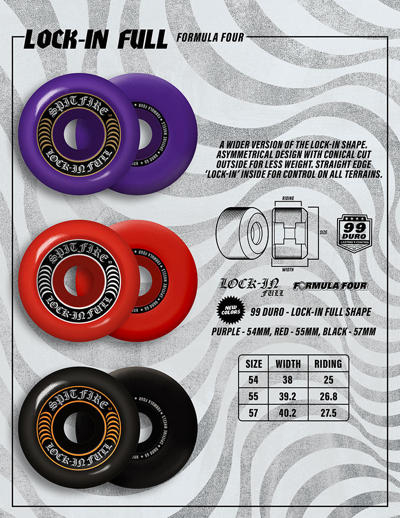 Spitfire Wheels - F4 99A Lock-Ins Full Shape Black 57mm