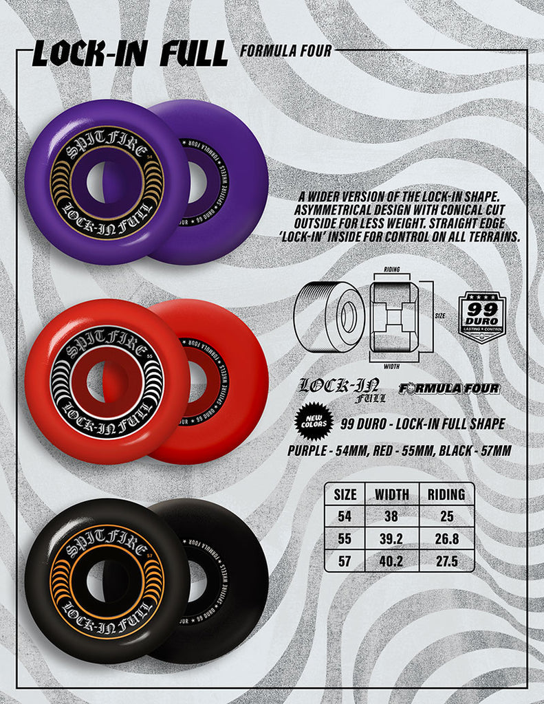 Spitfire Wheels - F4 99A Lock-Ins Full Shape Purple 54mm