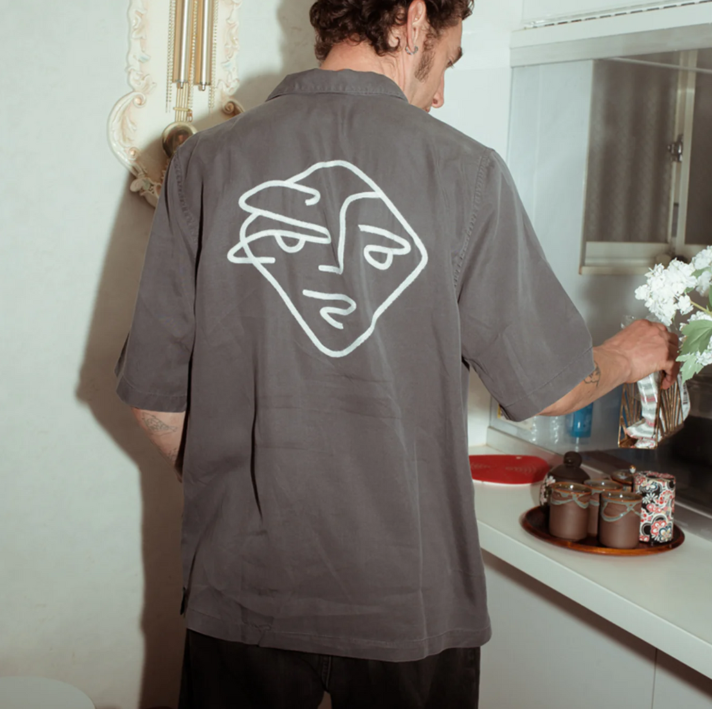 Polar Skate Co. - Diamond Face Bowling Shirt - Graphite/White