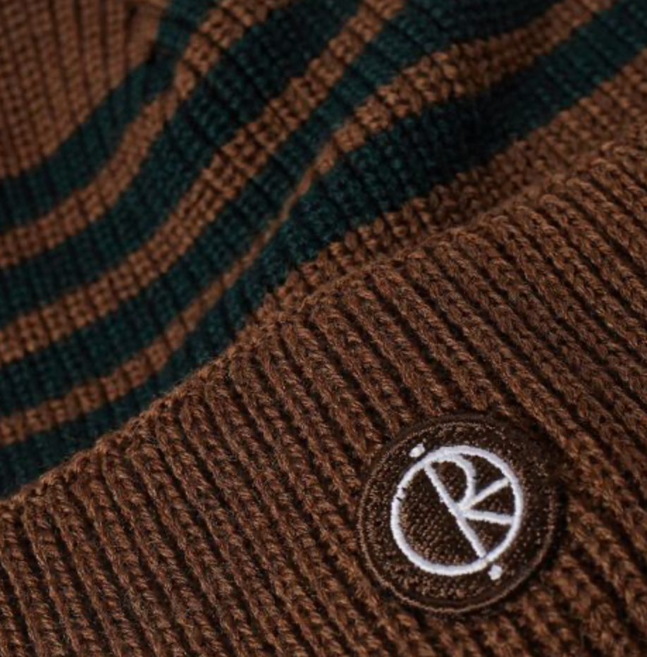 Polar Skate Co. - Stripe Merino Beanie Brass/Dark Green