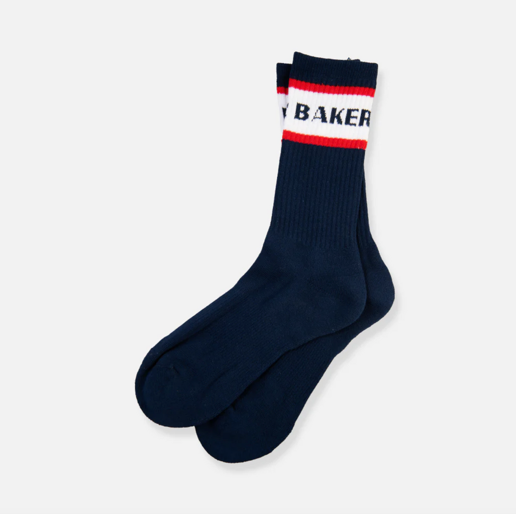 Baker Skateboards - Red Stripe Socks - Navy