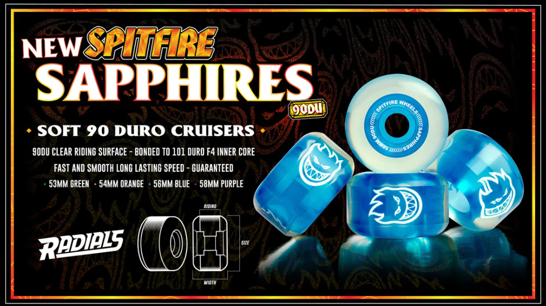 Spitfire Wheels - Sapphire 90A Clear/Green - 53mm