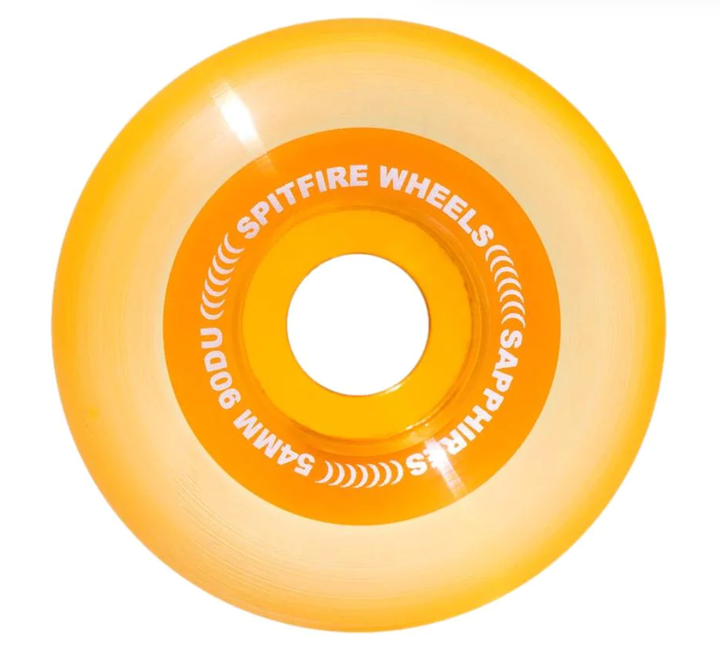 Spitfire Wheels - Sapphire 90A Clear/Orange - 54mm