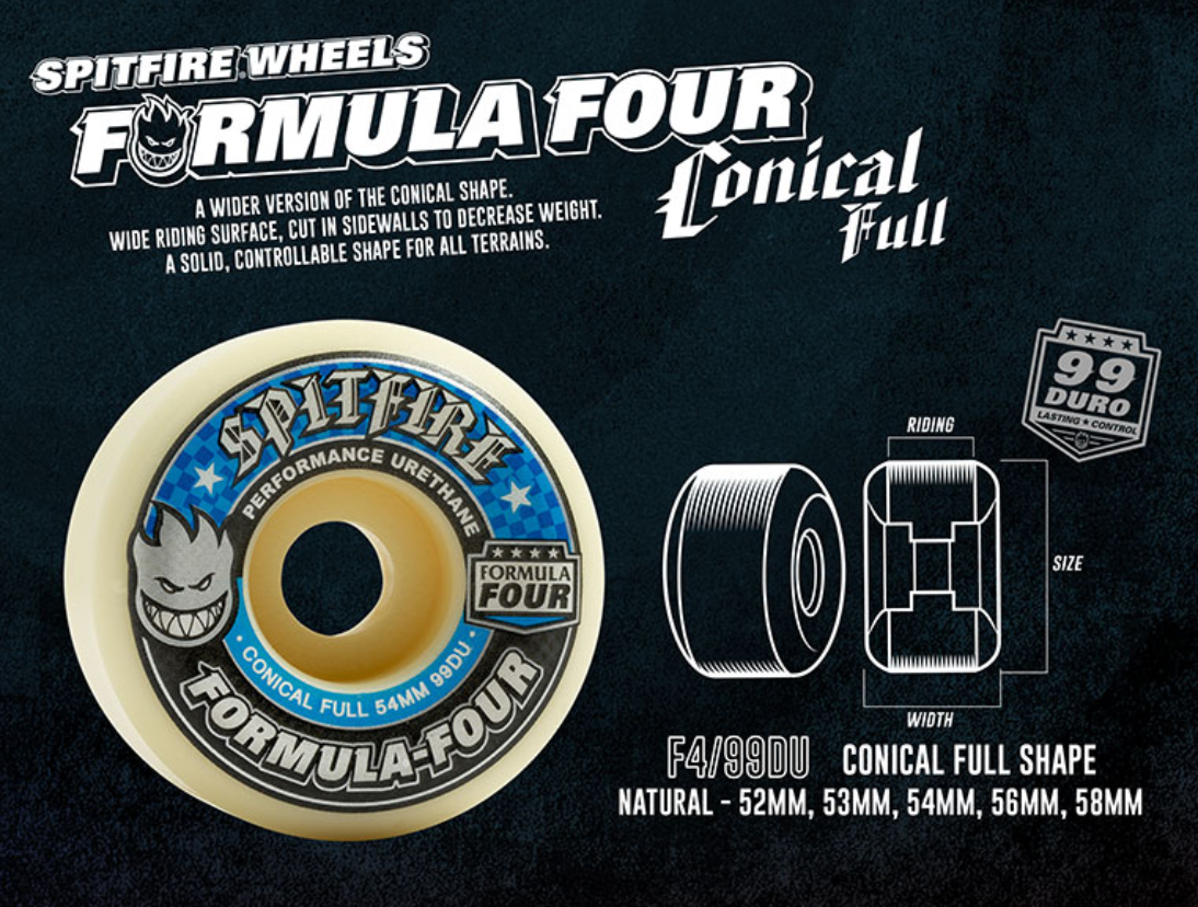 Spitfire Wheels - F4 99A Conical Full Shape (Various Sizes)