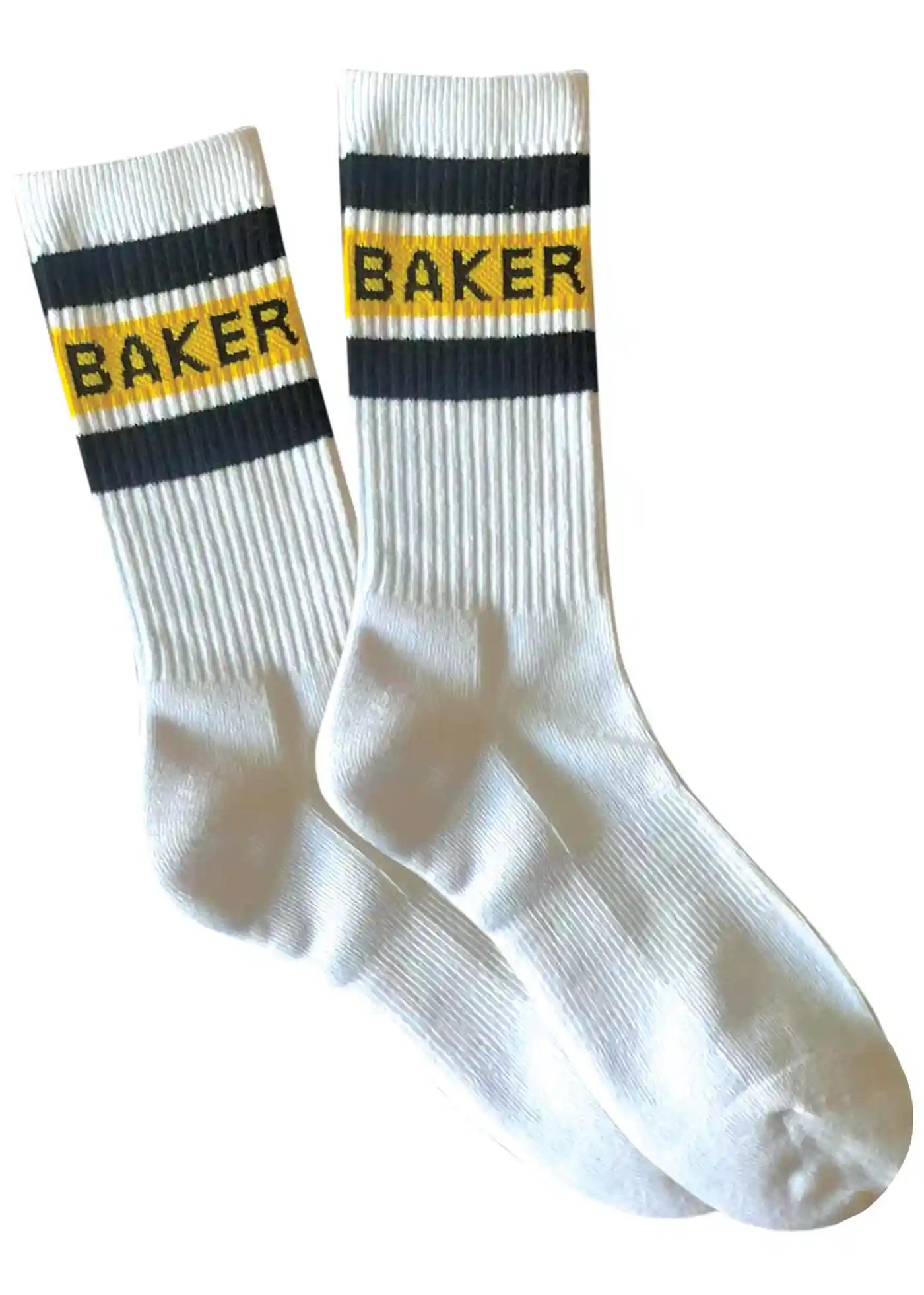 Baker Skateboards - Yellow Stripe Socks - White