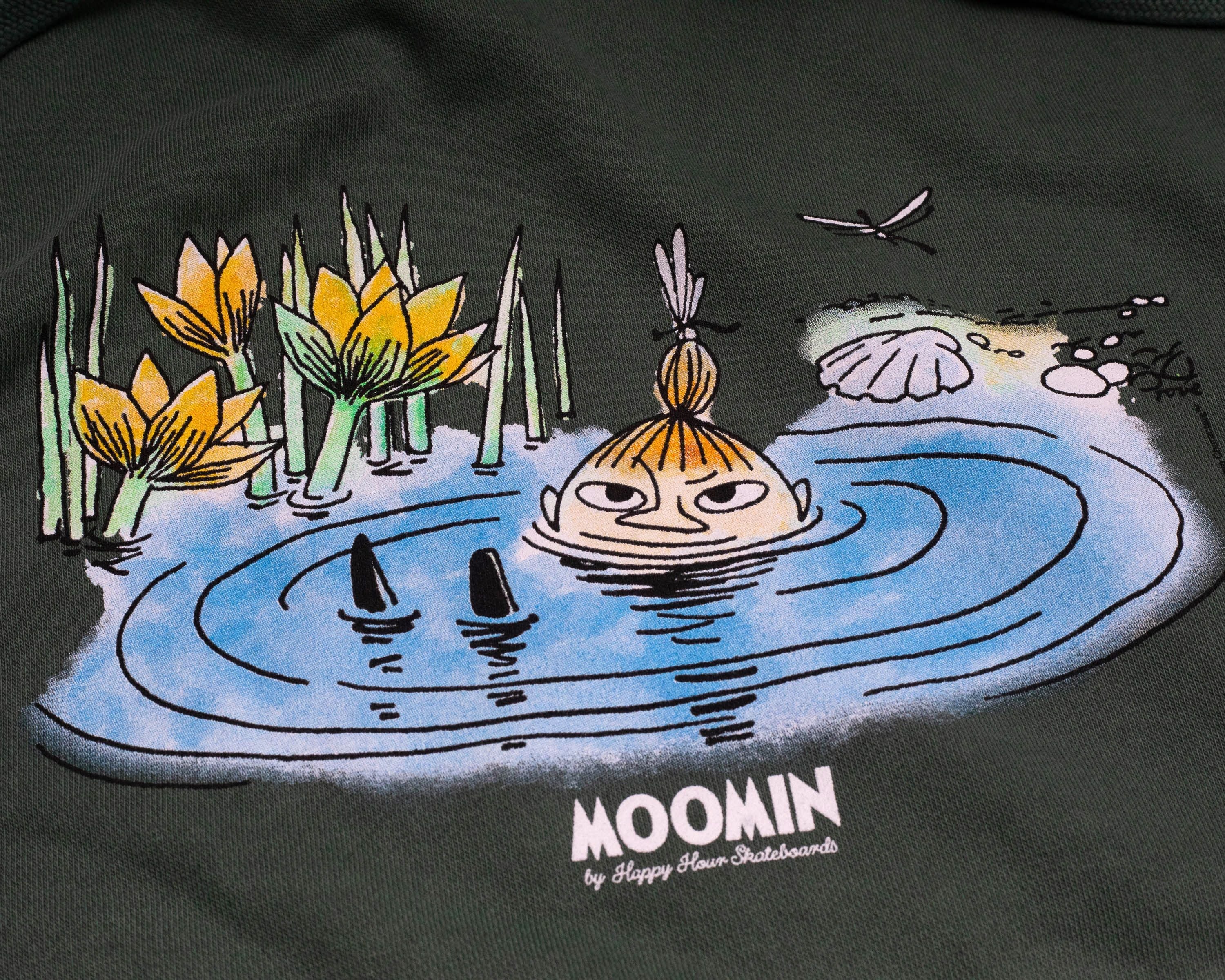 Happy Hour Skateboards x MOOMIN - Little My Hoodie Pigment Dyed Green