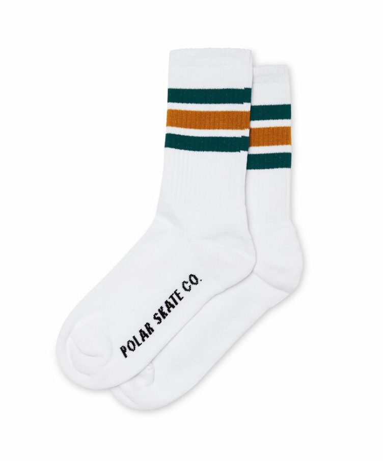 Polar Skate Co. - Stripe Socks - White / Teal / Orange