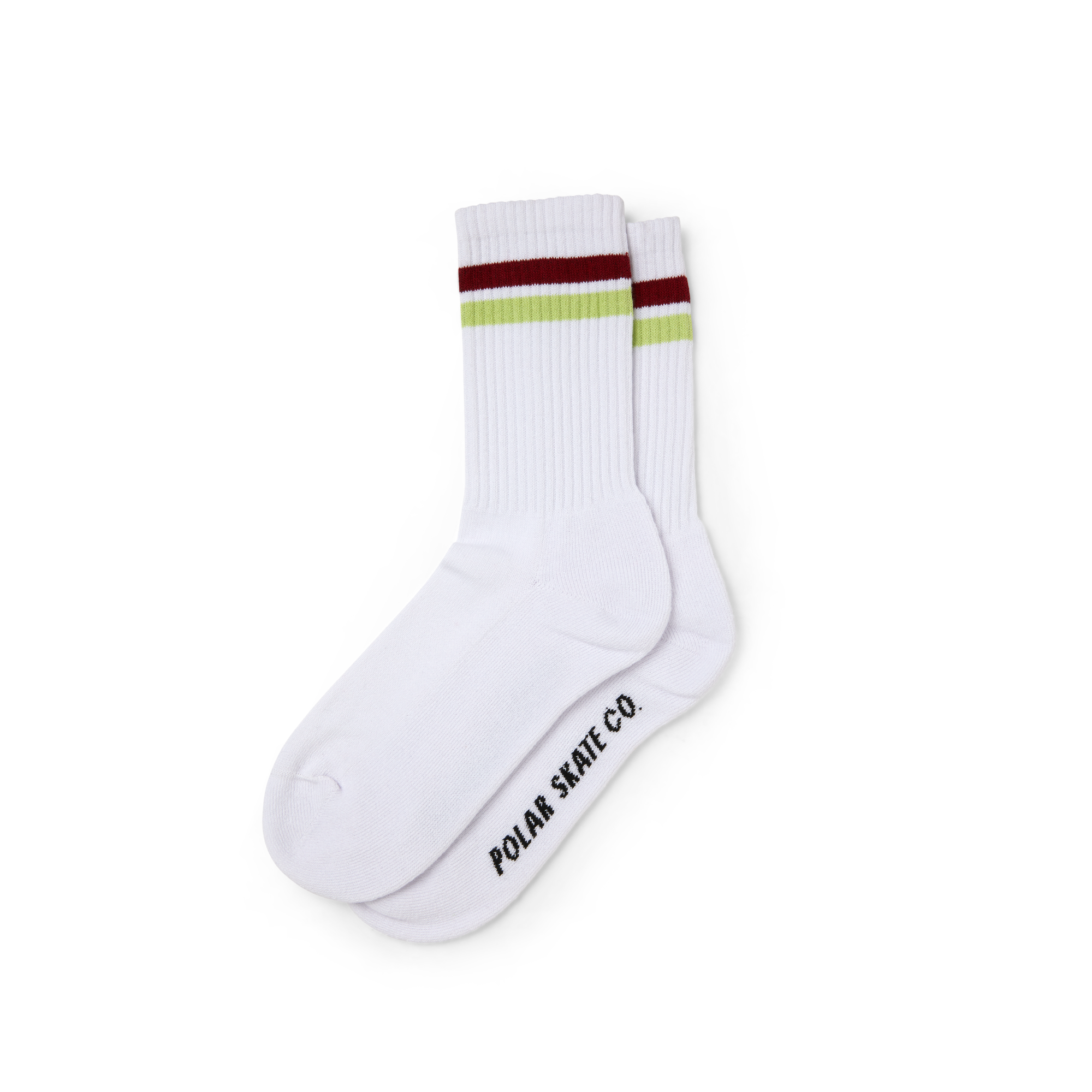 Polar Skate Co. - Stripe Socks - White / Rich Red / Chartreuse