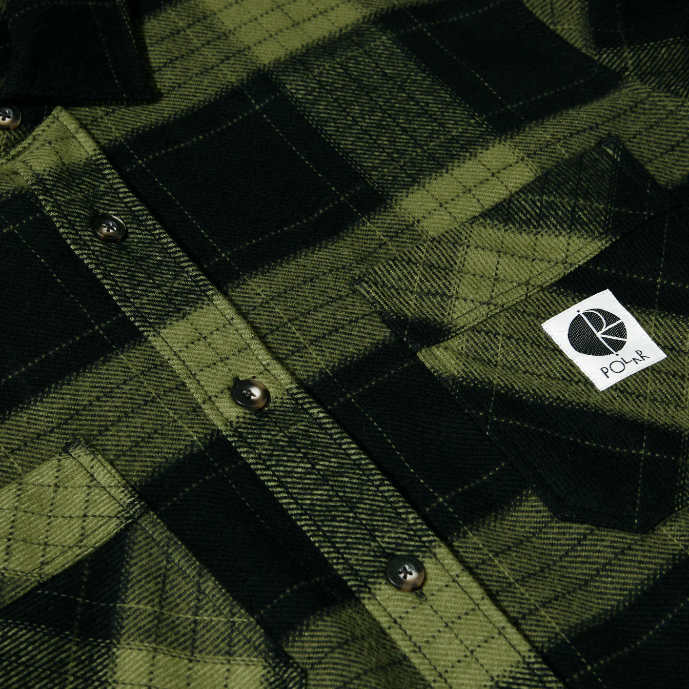 Polar Skate Co. - Mike LS Shirt Flannel - Black / Army Green