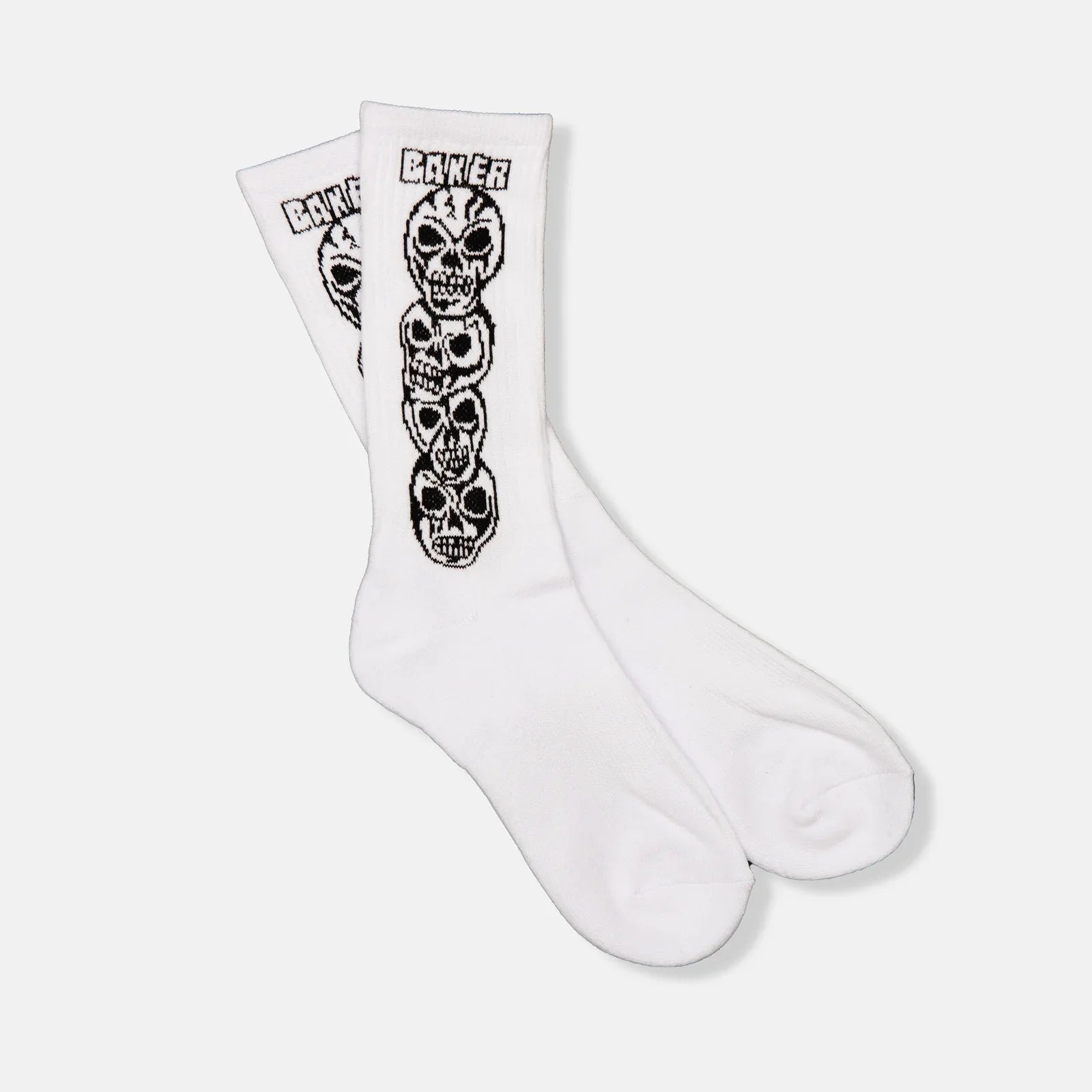 Baker Skateboards - Stack Skull Socks - White